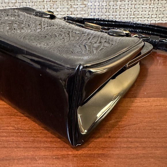 🌟HP🌟VTG 1960s Black Patent Top Handle Bag by Kadin USA - Picture 12 of 16